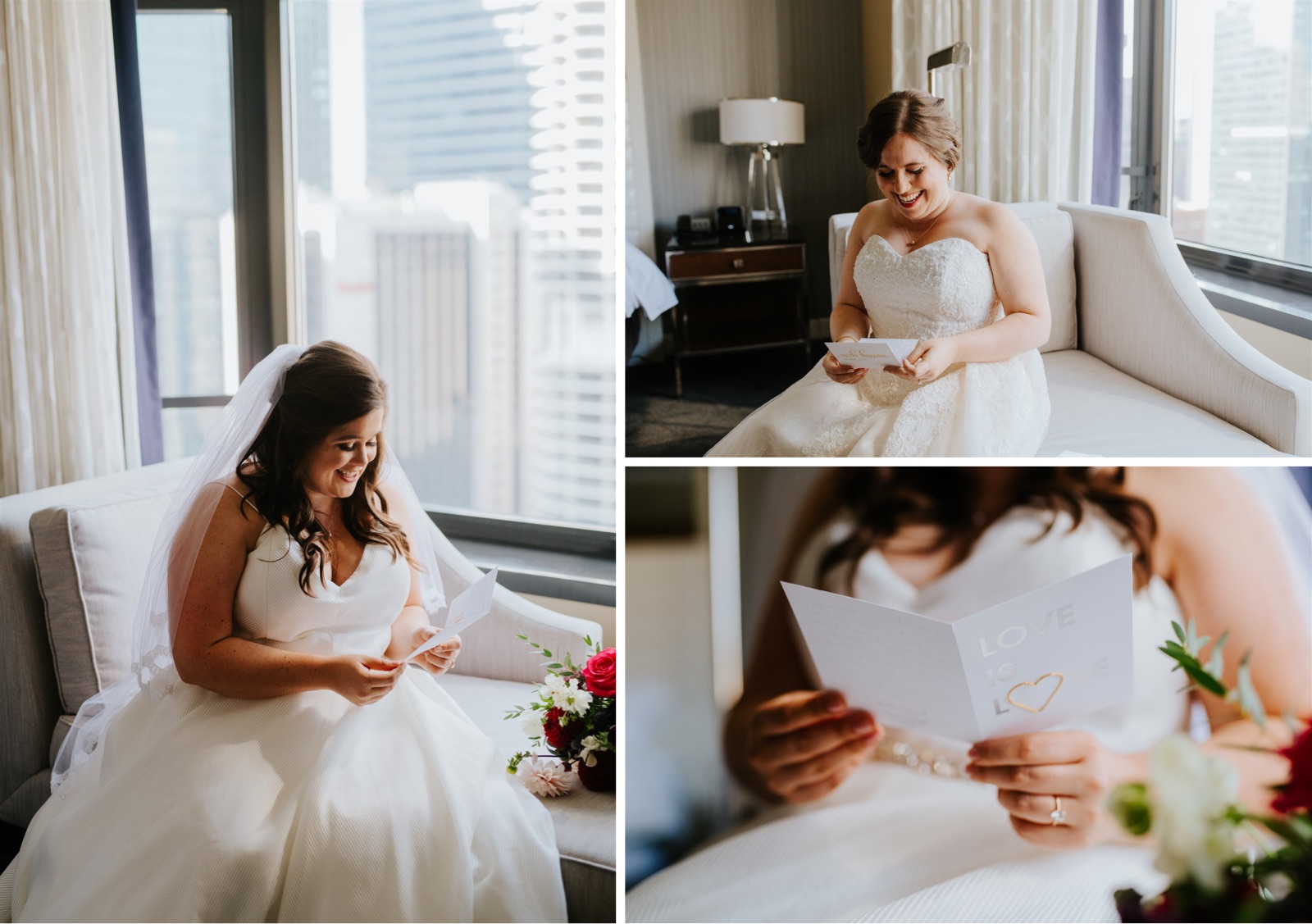 Bride getting ready in Downtown Chicago