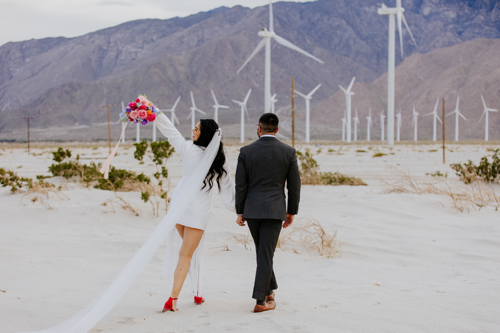 Joshua Tree weddings; Palm Springs Windmill elopement