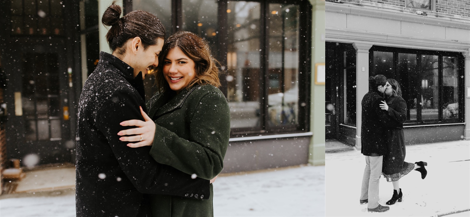 snowy Chicago engagement session; San Diego wedding photographer