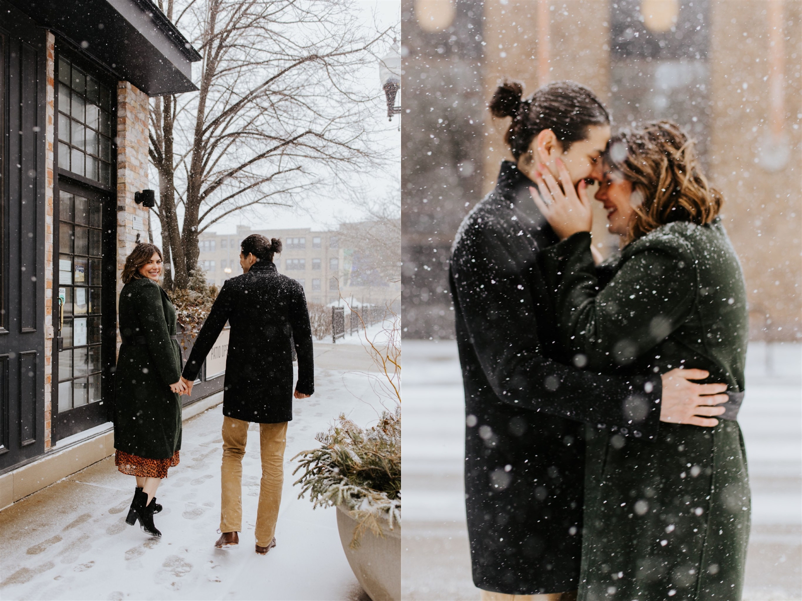 snowy Chicago engagement session