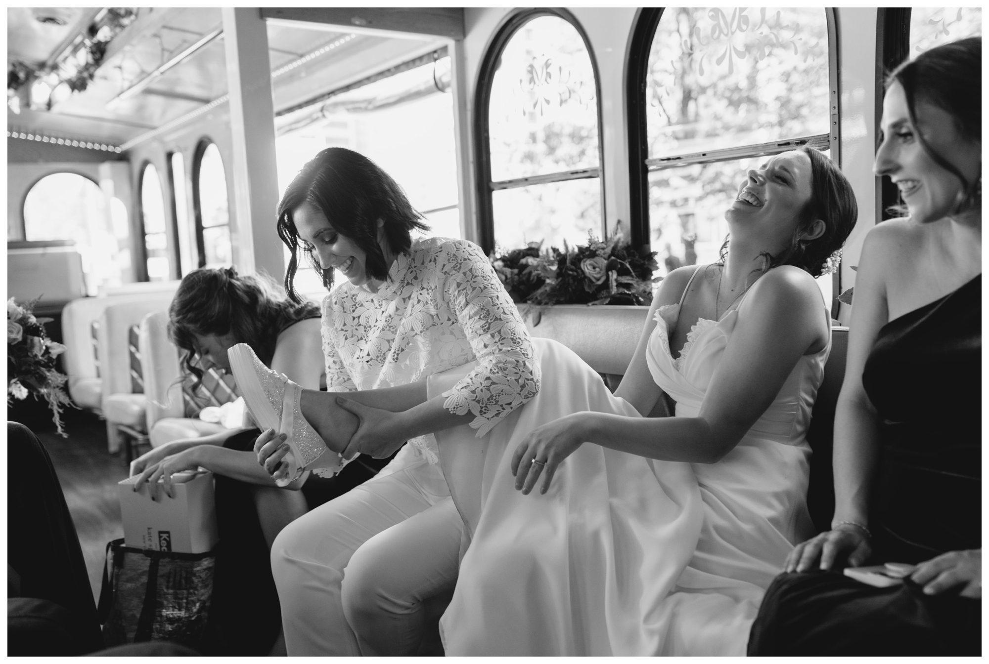 chicago wedding trolley pictures