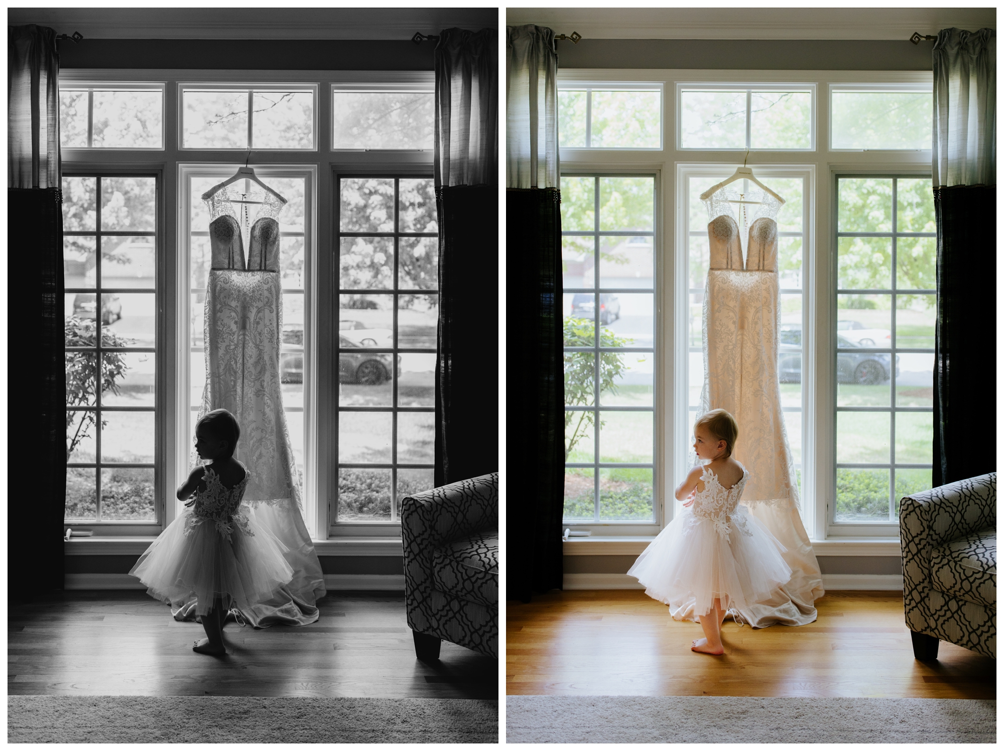 flower girl and bridal gown