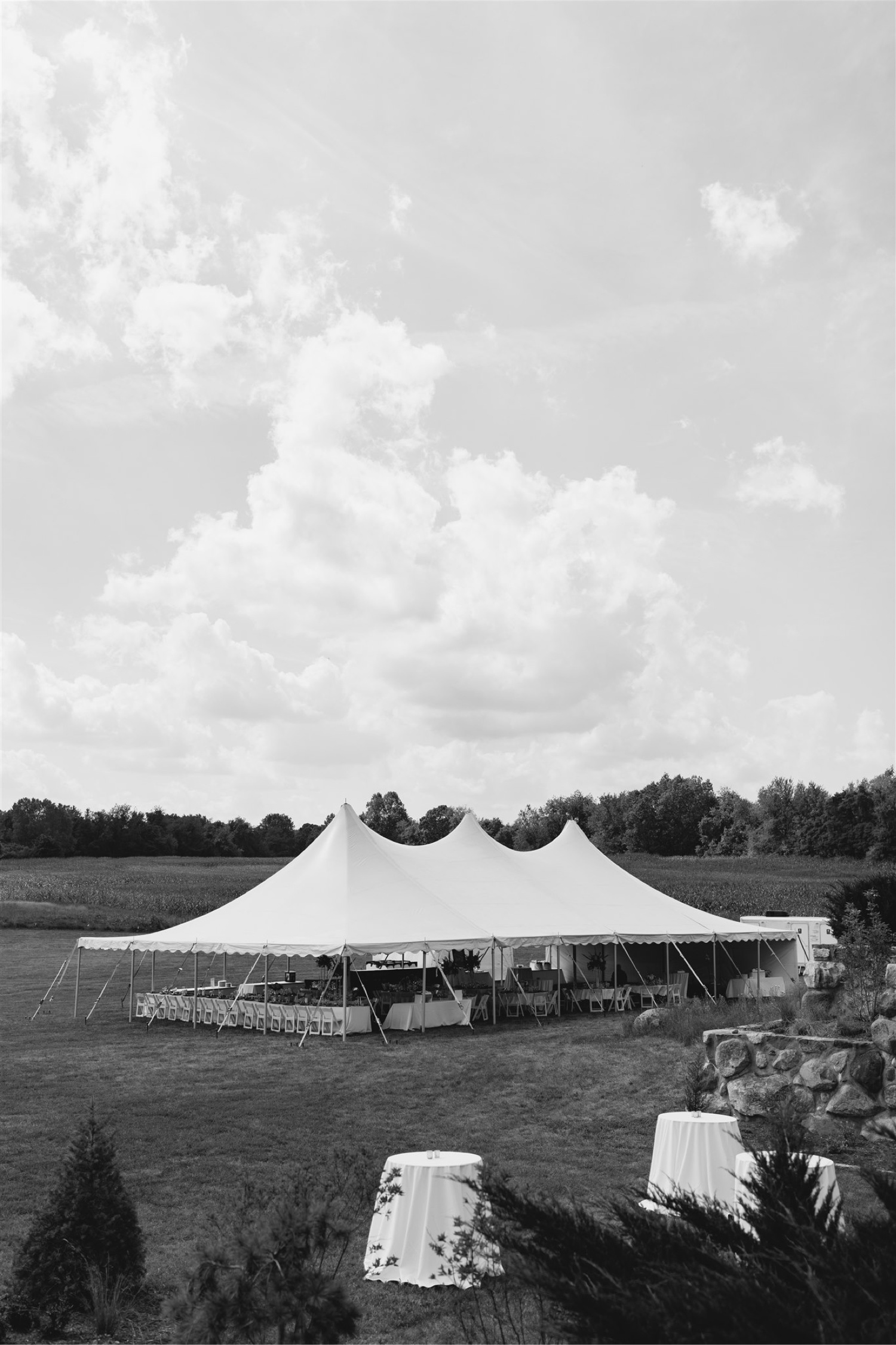 luxury tented reception for backyard wedding
