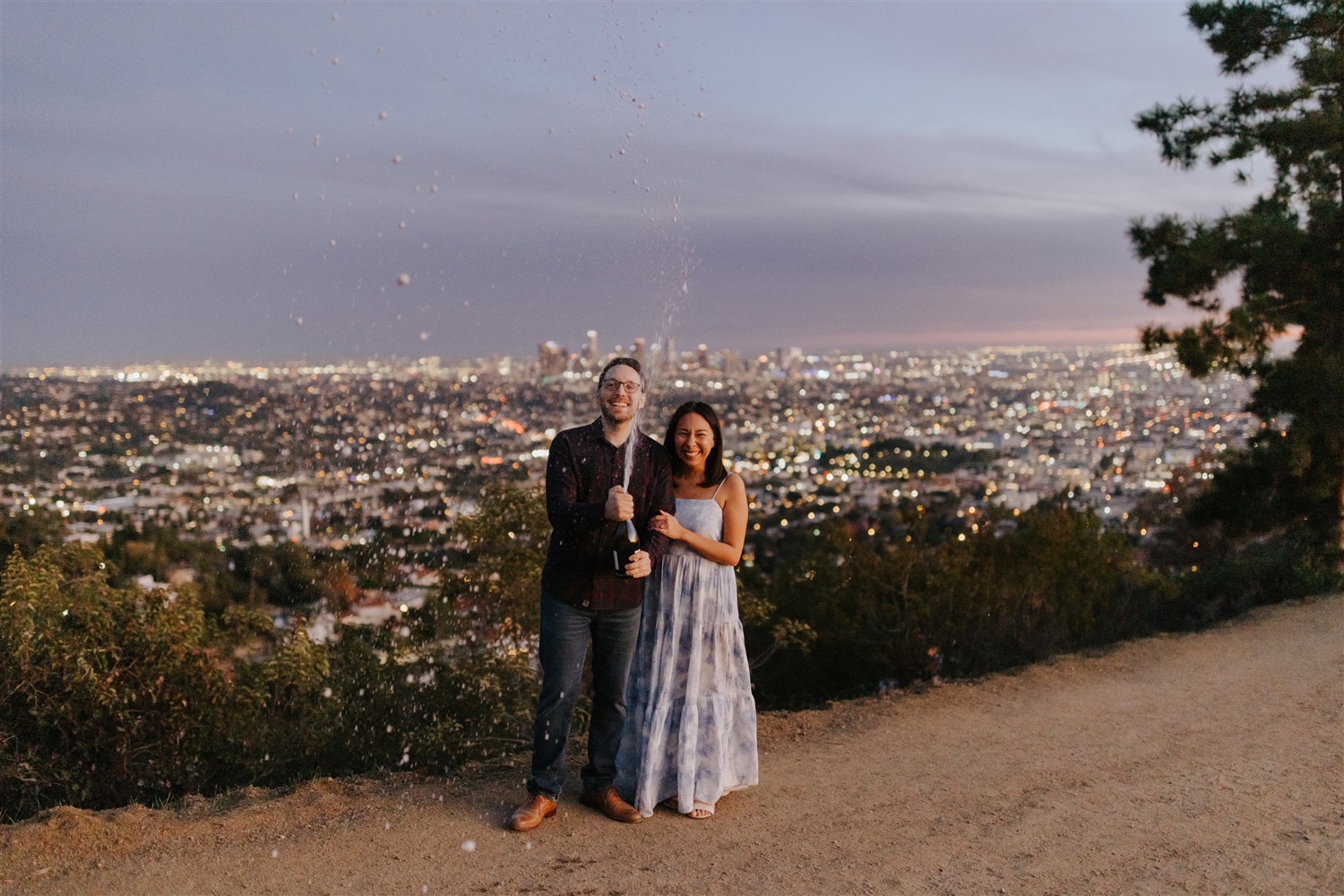 Los Angeles sunset engagement photos at Griffith Observatory