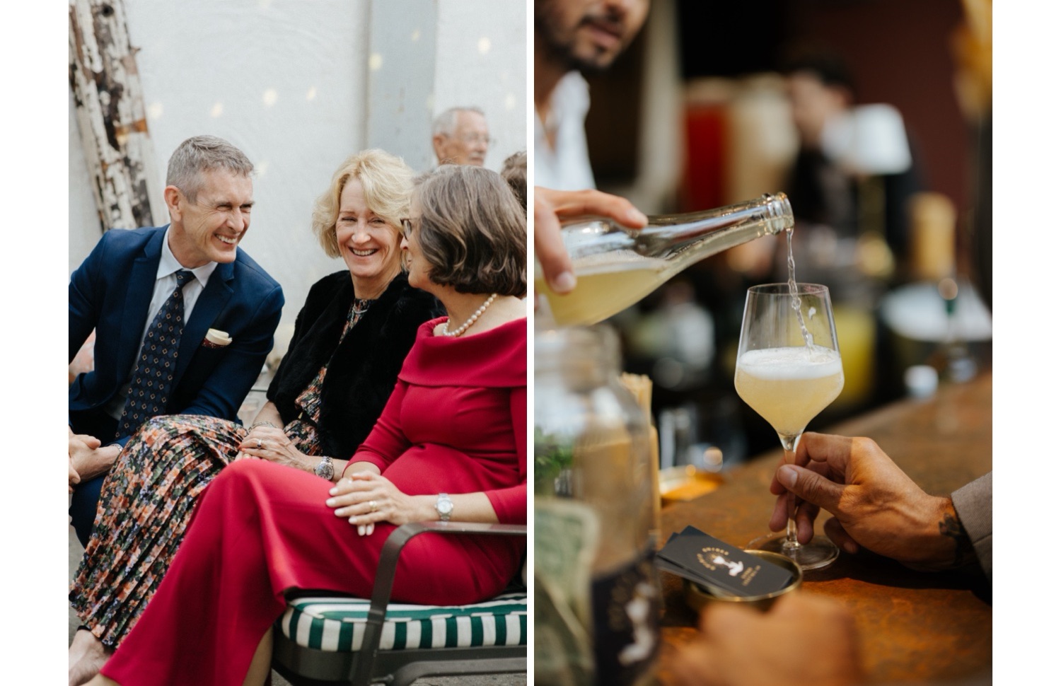 champagne for guests during wedding ceremony