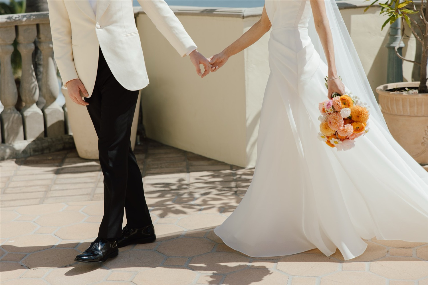 Couple's portraits on wedding day