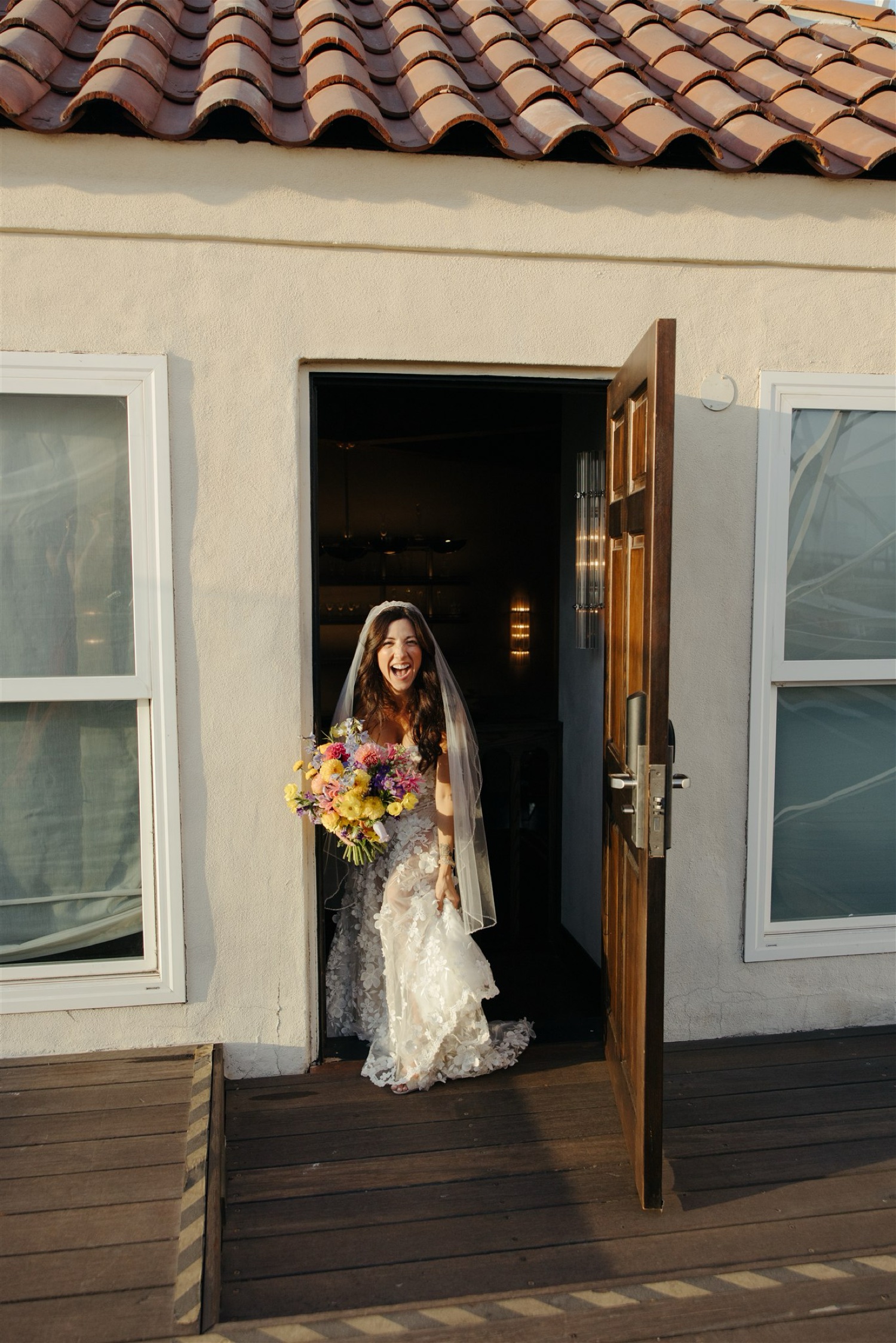 bride exiting wedding ceremony; newlywed exit photos 