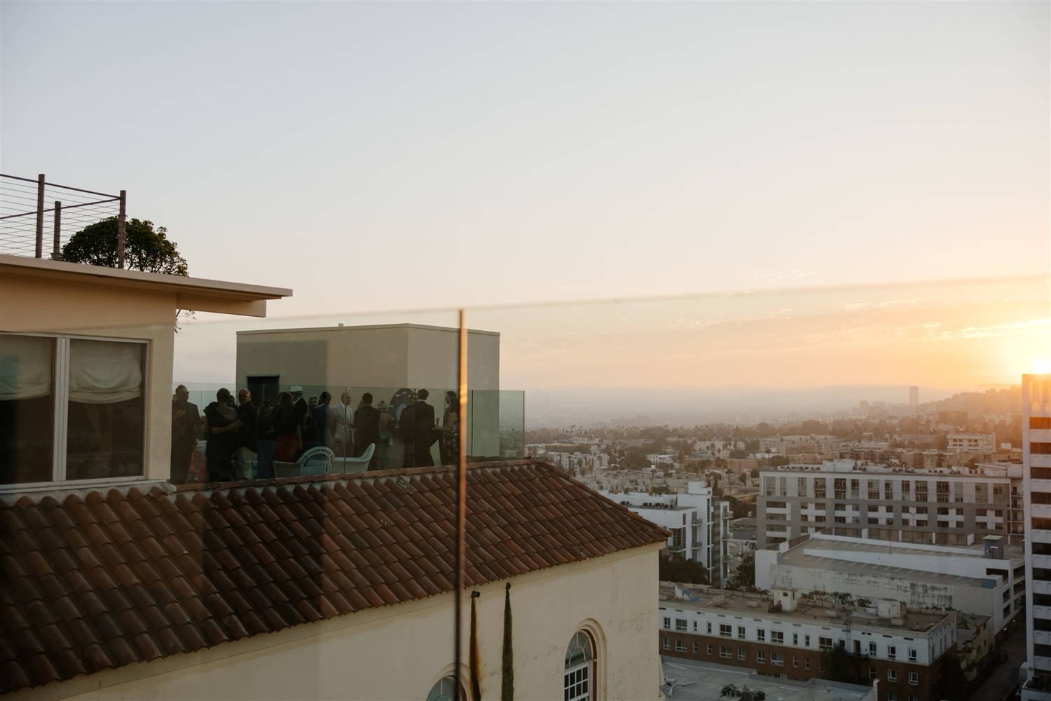 rooftop wedding reception at The Hollywood Roosevelt Hotel